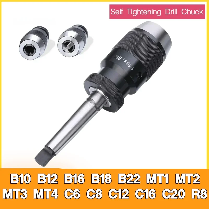 Imagem -02 - Mandril de Broca Morse de Aperto do Auto B10 B12 B16 B18 B22 B10 B12 B16 B18 B22 Mt1 Mt2 Mt3 Mt4 c6 c8 C12 C16 C20 r8 Torno 116 mm