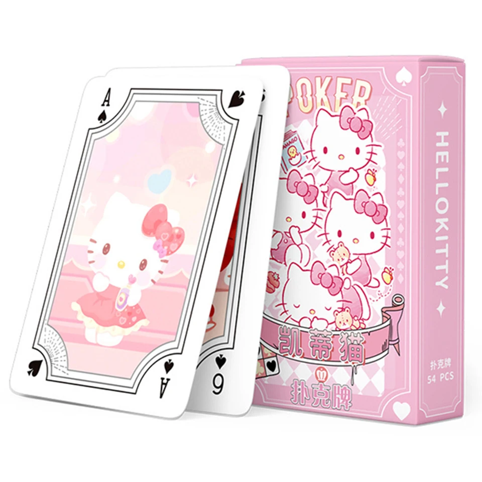 Sanrio naipes juegos de mesa dibujos animados lindo Kuromi My Melody Cinnamoroll Pochacco pompón Purin Hello Kitty niño niños juguete cubierta