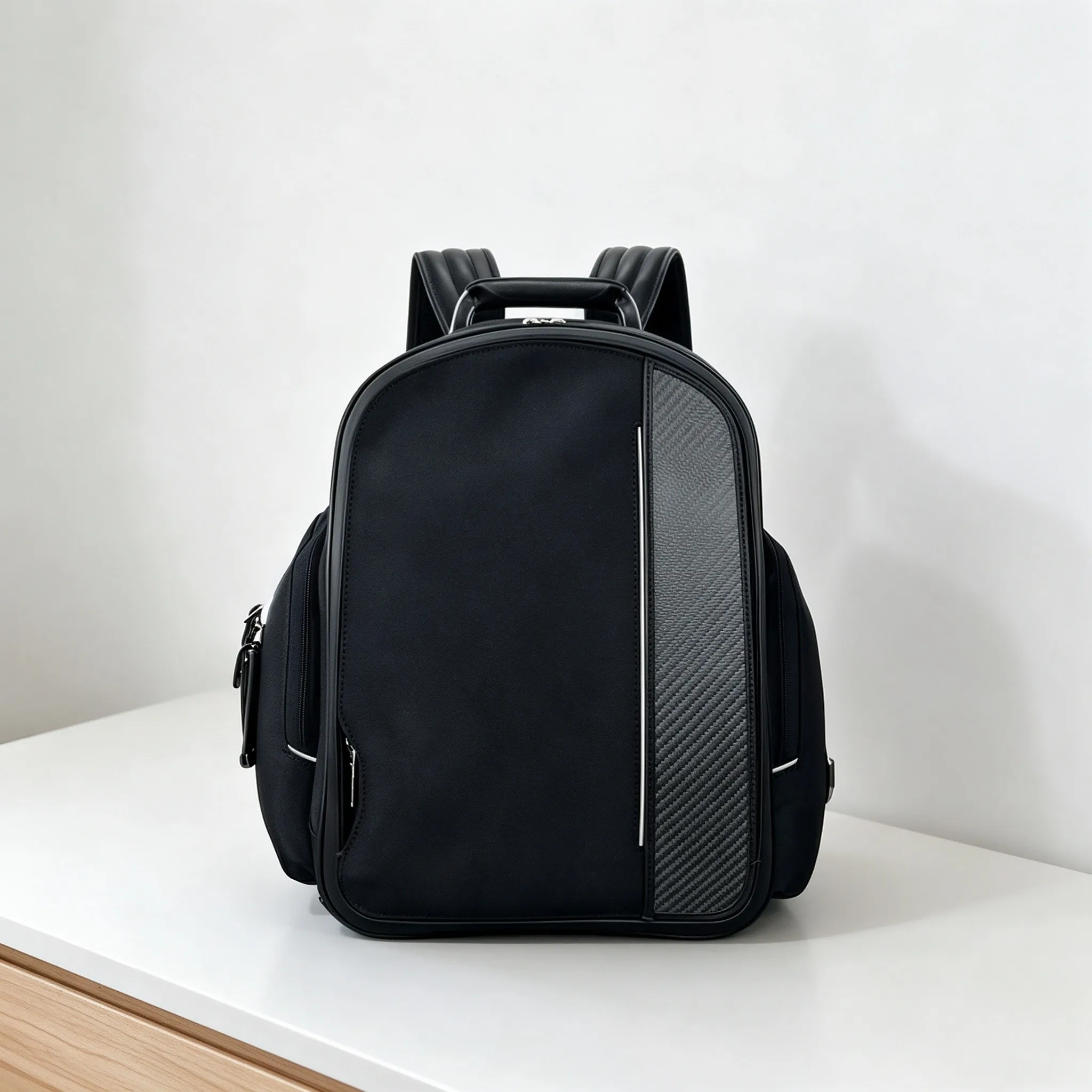 Fashion Unisex Nylon Backpack Carbon Fiber Texture Cool Business Travel Daypack