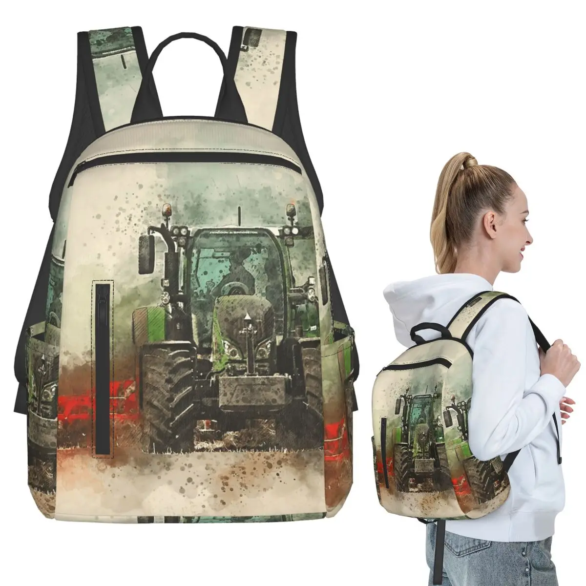 Fendt Tractor Grafting Backpack Student BookBag Boys Girls School Bag Computer Shoulder Bags Men Women