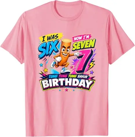 Ich war 6, jetzt bin ich 7 Geburtstags-Jungen-Mode 67 Tung Tung Sahur T-Shirt Y2k 7. Geburtstag Süße Grafik-Kleidung Six Seven Sons T-Shirt Geschenk – Detail 5
