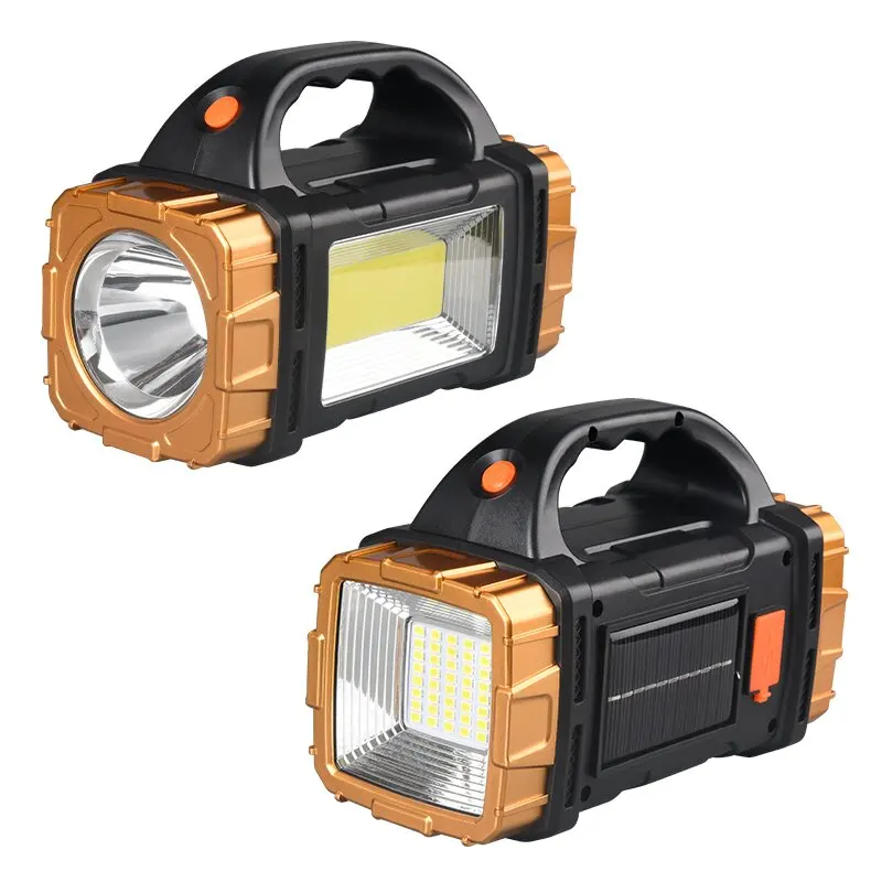 

Outdoor Hand-held LED Portable Spotlight USB/Solar Charge Flashlight 1500mAh Power Bank Function IP44 Waterproof Emergency Lamp