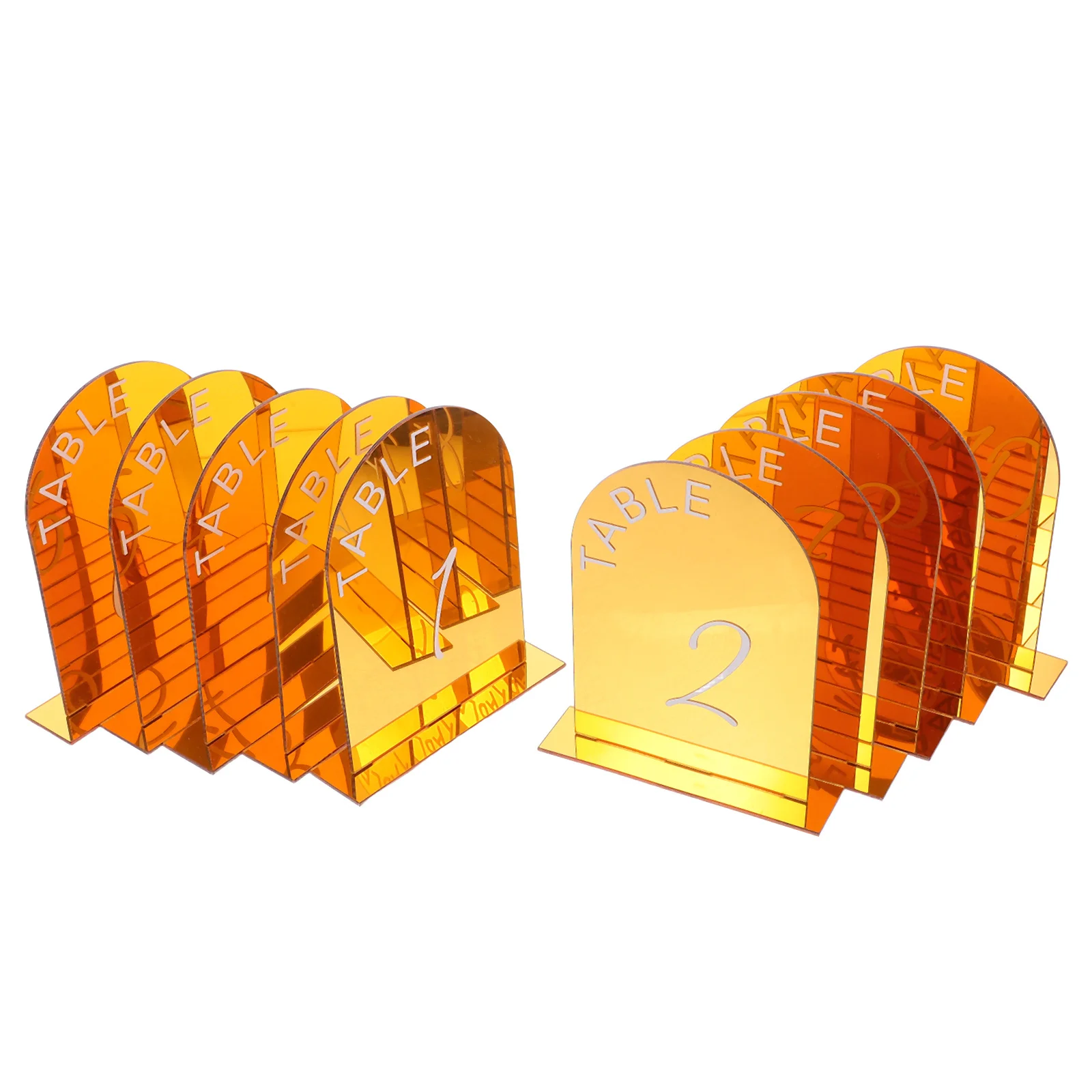 

10Pcs Wedding Table Numbers Gold Acrylic Arch Double Sided Formal Reception Number Signs Banquet Centerpiece Table Display
