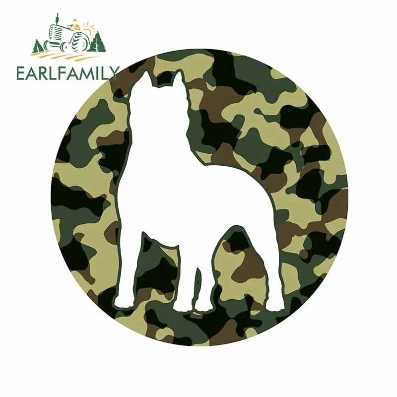 

EARLFAMILY 13см X 12.7см Наклейка на лобовое стекло автомобиля с изображением собаки в армейском зеленом цвете, мультяшные автомобильные наклейки, декор для холодильника, маскировка царапин