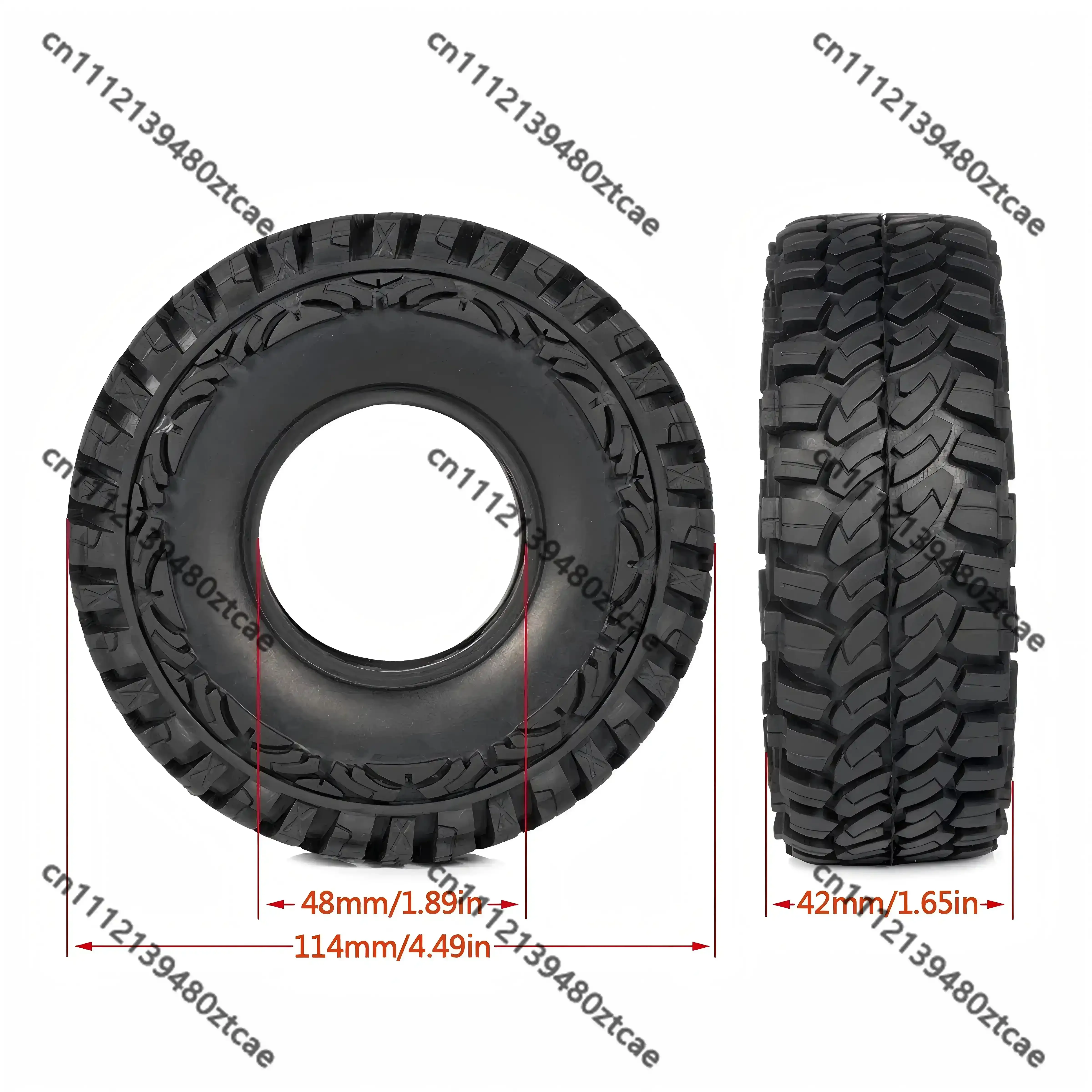 1.9 Inch RC Crawler Rubber Tyres 114x42mm 4Pcs 1/10 Off Road Model Car Clearance Upgrade Replacement Tires Parts