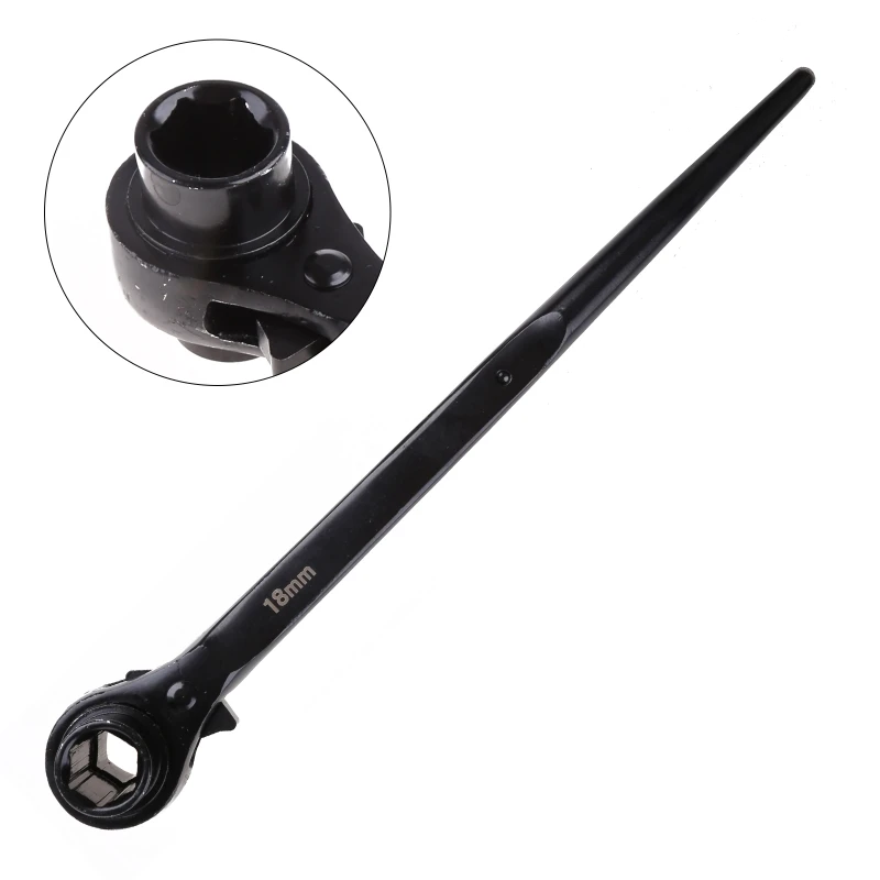 Ratchet Podger Spanner Scaffold Steel Metal 2 Way Wrench Tool Black Double Sided