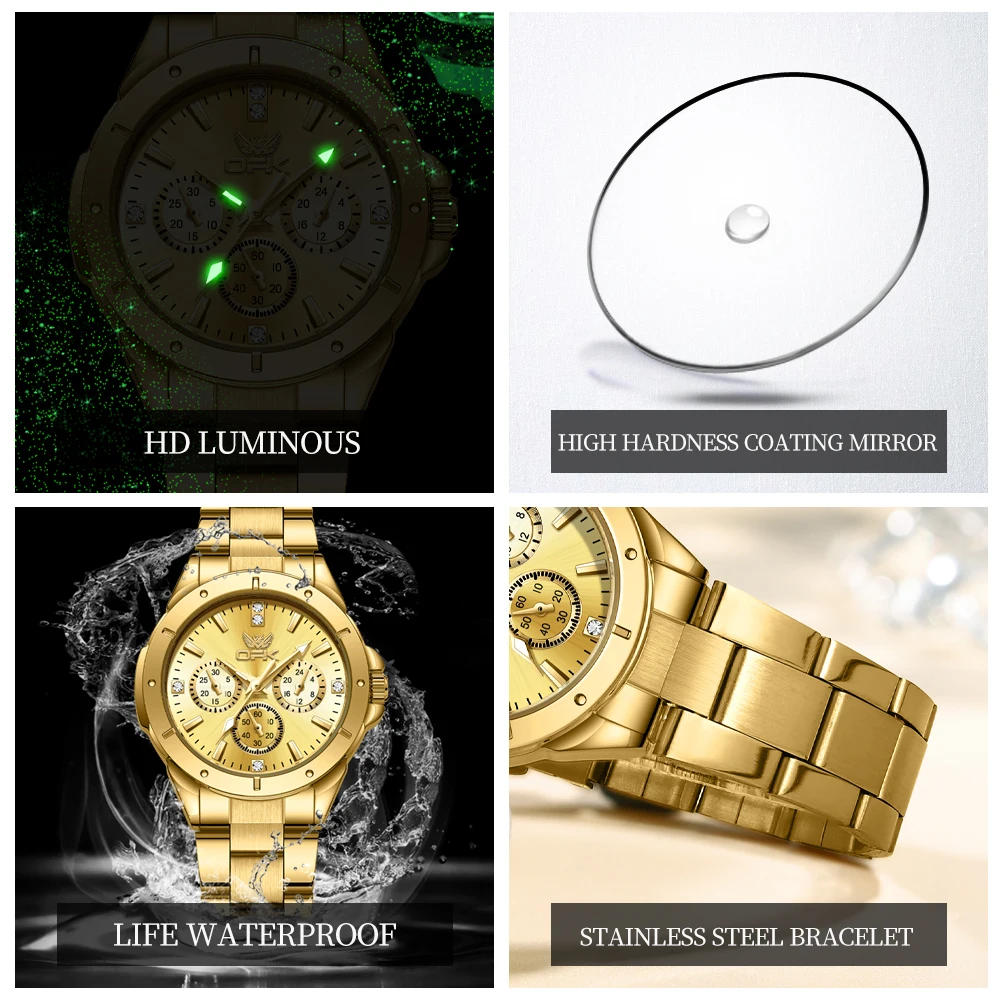 OPK 6001 Orologi da donna Orologio al quarzo originale Cronografo multifunzionale impermeabile Orologi da donna Regali per ragazze Reloj Mujer