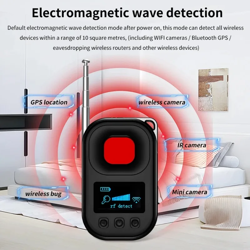 Detector de cámara invisible, rastreador GPS antirrobo, sensor remoto magnético y infrarrojo, sensibilidad ajustable con vibración Al