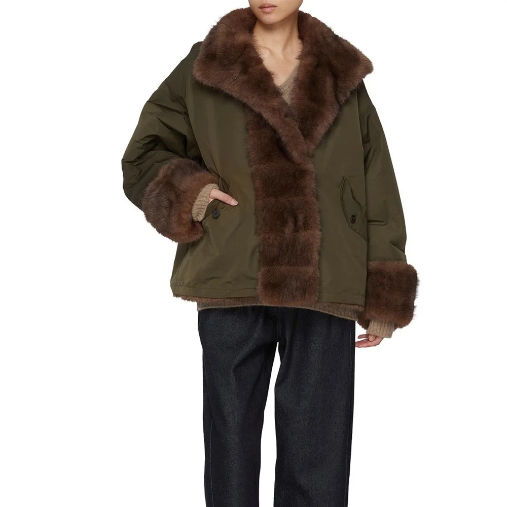

2025 Women's Winter Fur Coat Satin Windproof Warm Loose Women's Jacket y2k New Fashion High Quality Versatile Outerwear bra