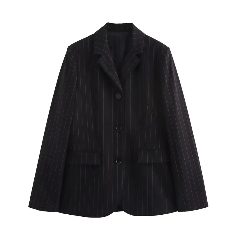 

Spring 2025 mat Striped Women's Suit Jaet New Arrival Versatile Commute Long Sve Regular Length Faionable