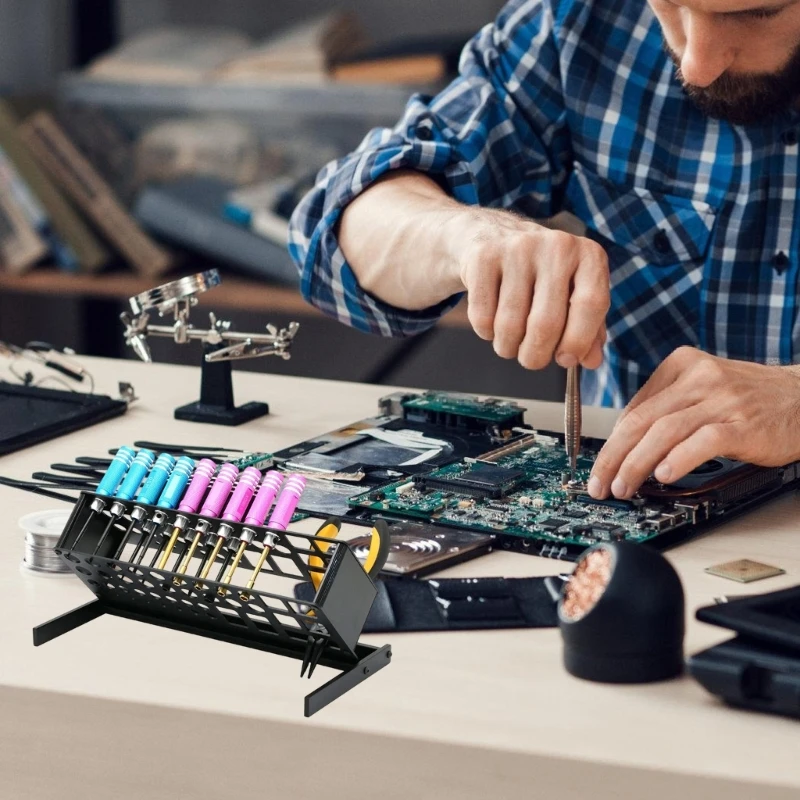 Space Saving Tool Holder Storage Rack For Screwdrivers Pliers Scissors Desktop Workshop Organization Durability Design M4YD