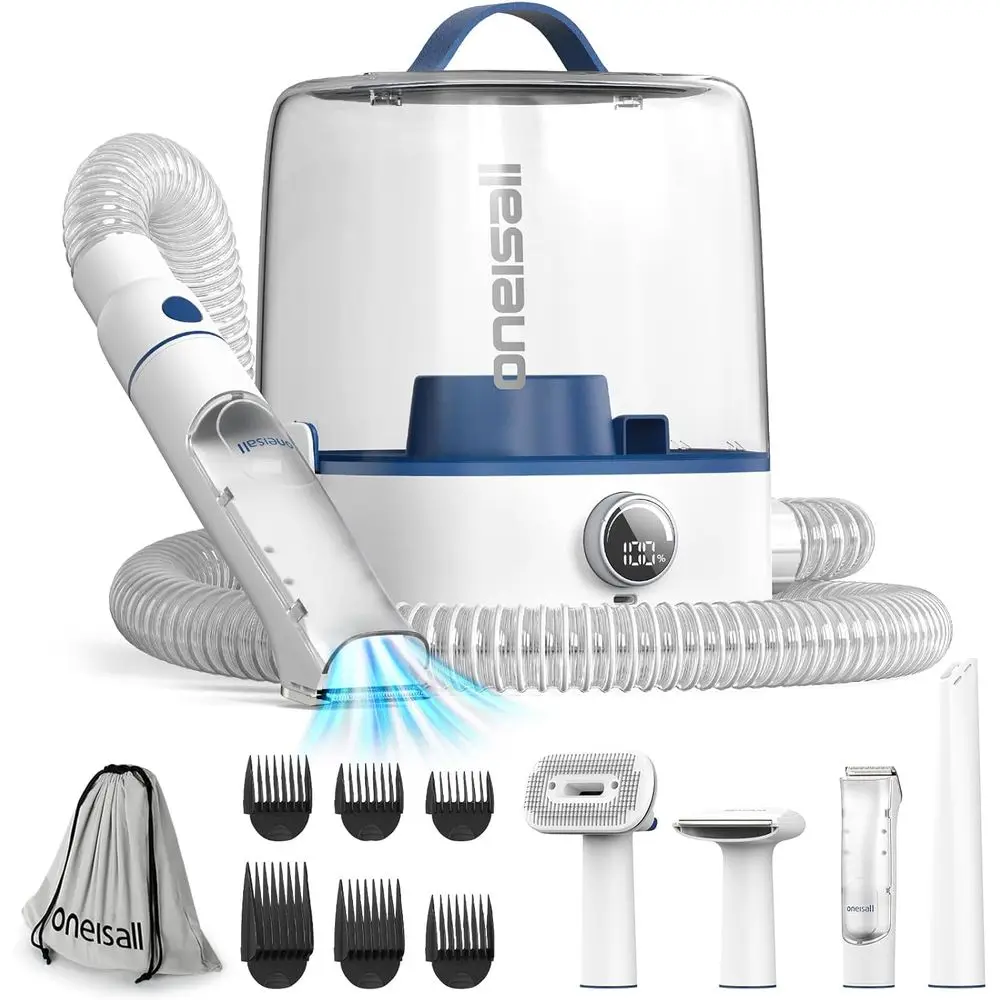 11-in-1 Dog Grooming Vacuum Kit, 5100mAh Battery, 3L Dust Cup, Low Noise, Ideal for Home and Car Cleaning