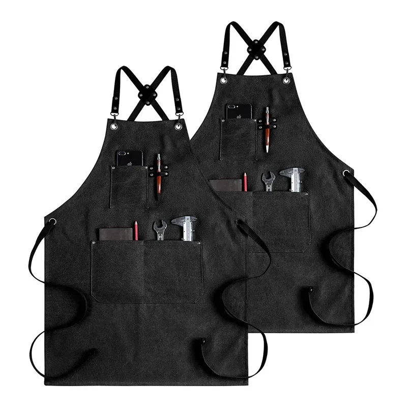 NestWare Multi-Pocket Work Clothes for Handymen Heavy Duty Black Utility Apron with Adjustable Straps for Mechanic Gardening Men