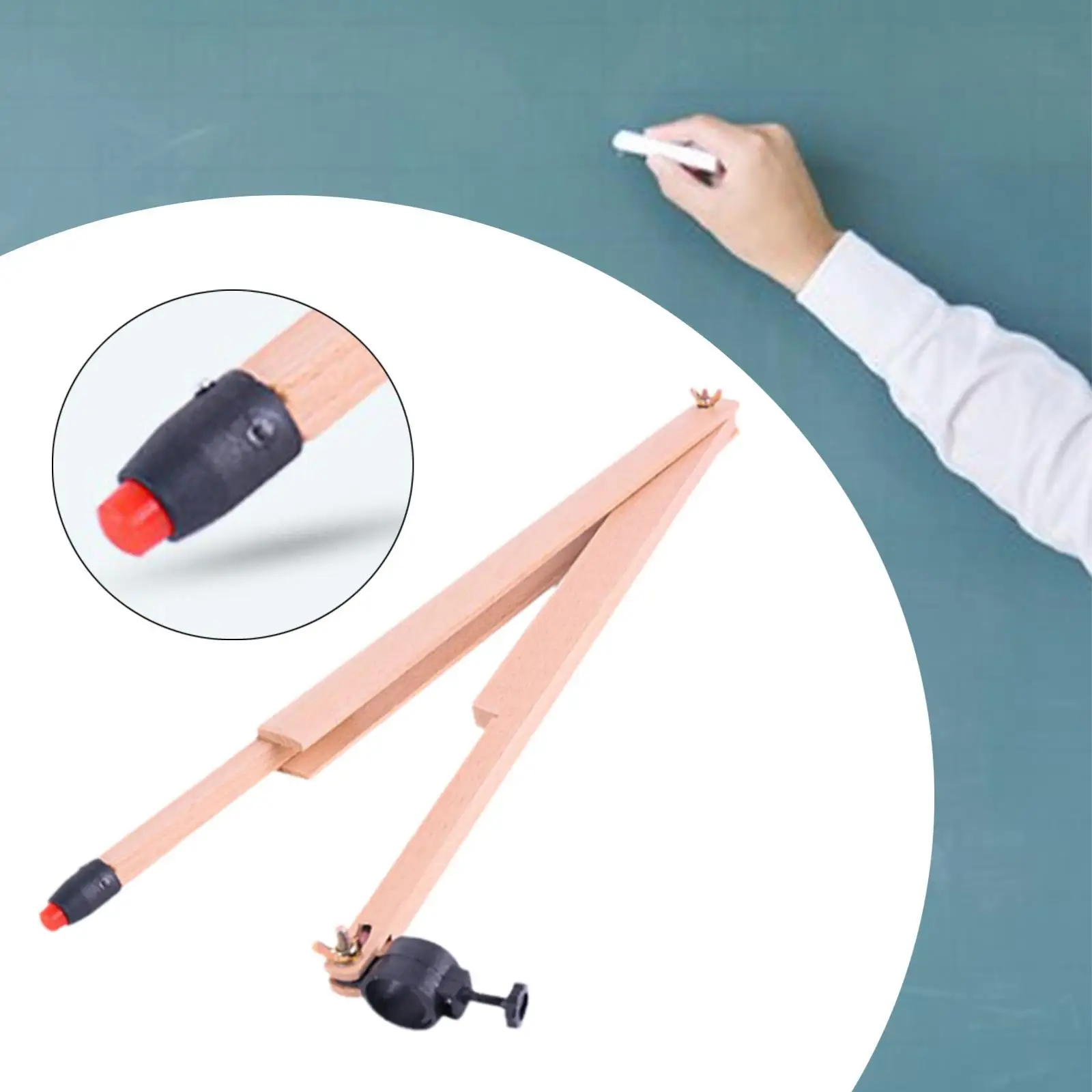Large Compass Wood Professional Teaching Aid Wood Compass for Mathematics Geometry Teaching and Demonstration Teacher Whiteboard