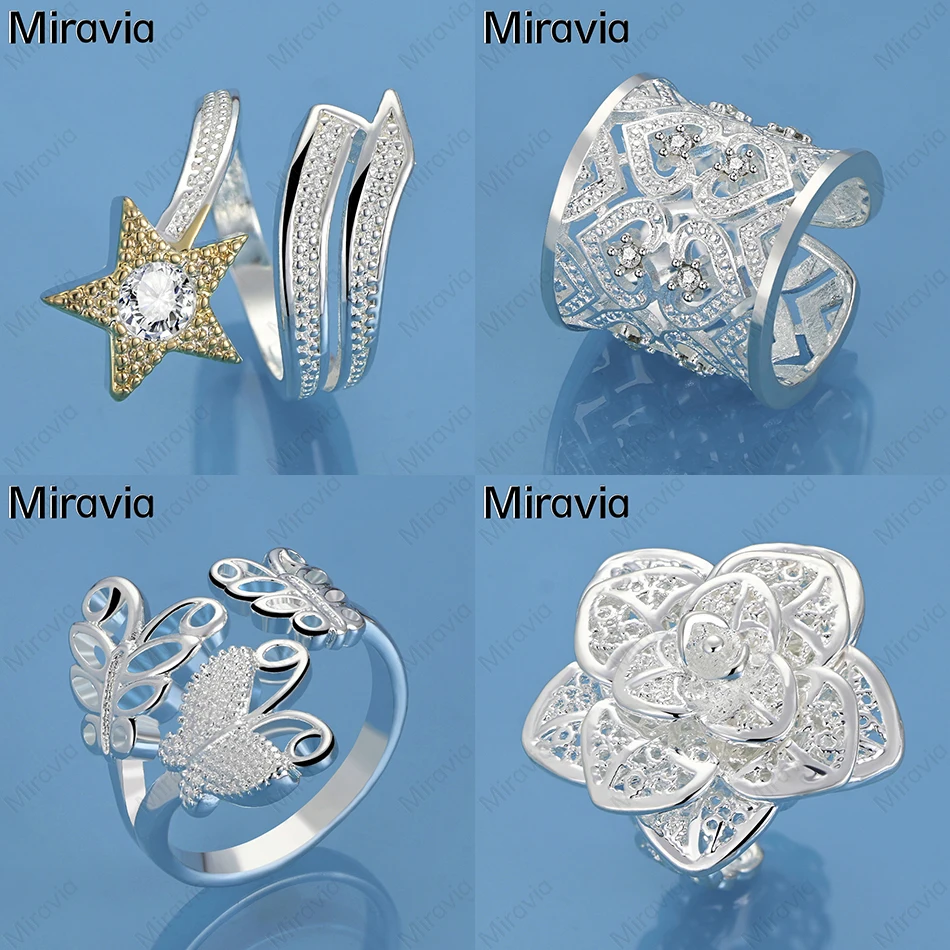

Miravia 925 Sterling Silver Heart Full Of Zircon Hollow Opening Ring Women'S Charming Fashion Anniversary Gift