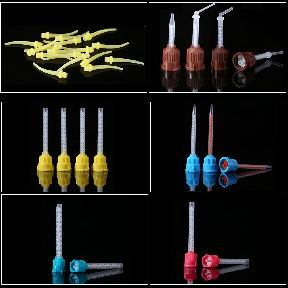 100Pcs Dental Impression Material Mixing Tips 1:1/10:1 Dentistry Mixed Gun Disposable Dispenser Conveying Nozzle Silicone Rubber