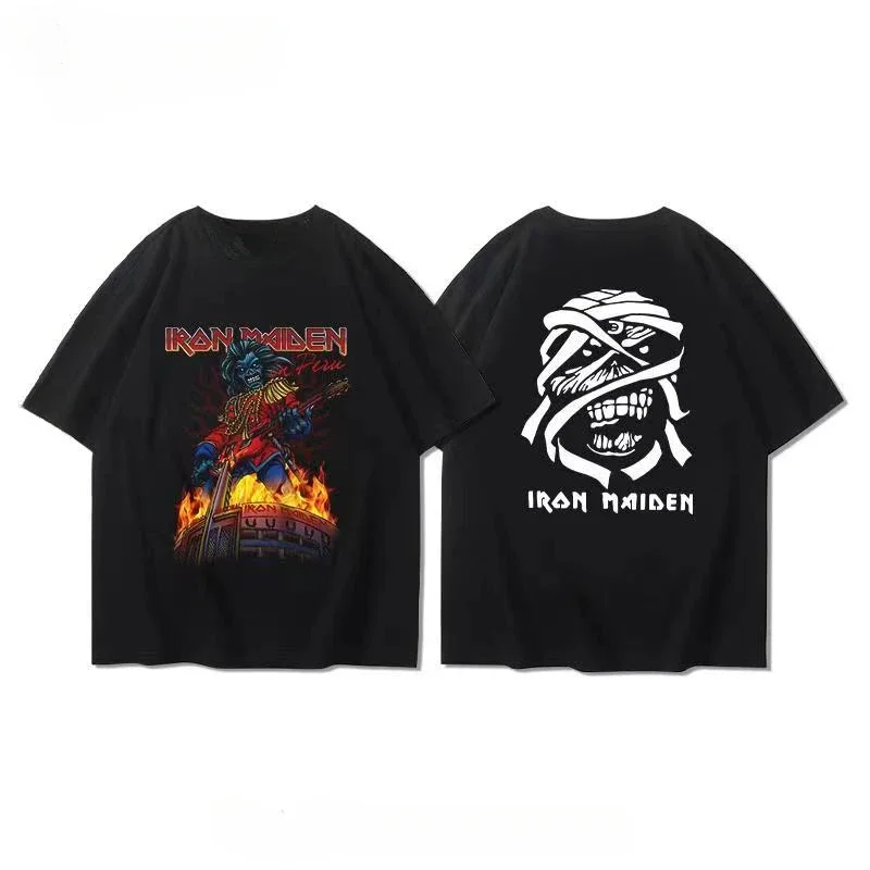 

Band Around Short Sleeve T-shirt European High Street American Heavy Metal Rock Half Sleeve Ins Y2k Hot Sell New Brand