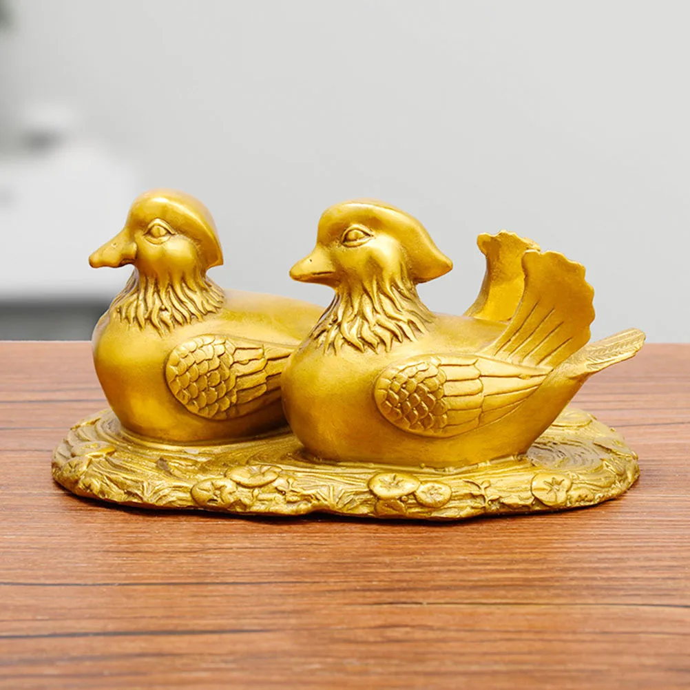 

Duck Resin Statue Creative Home Ornament Wedding Desktop Decor Feng Shui Love Birds Artware Statue