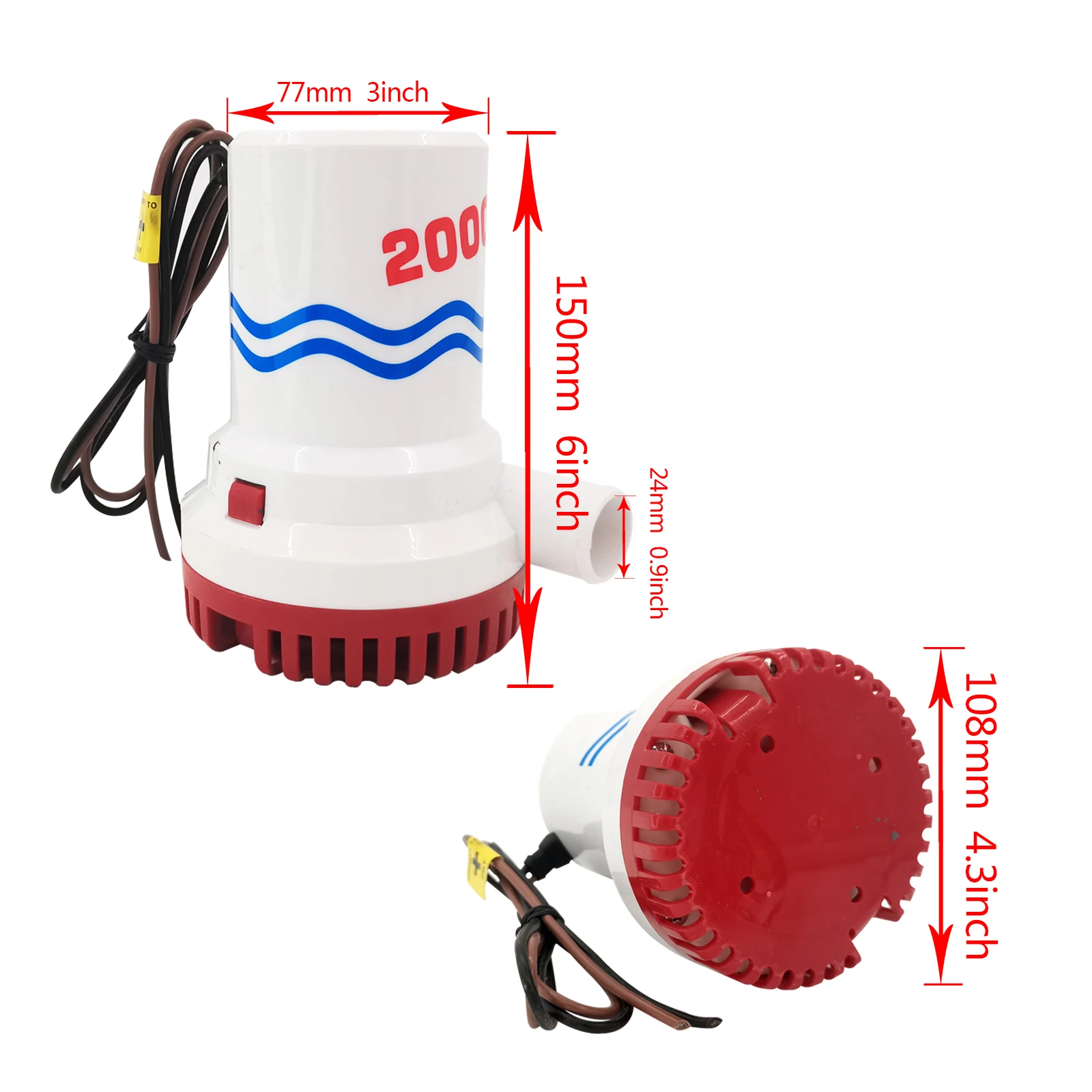 ISURE Sale Marine 12V 1500/2000GPH Boat Bilge Pump Multifunction White/red/blue Submersible DC Sewage Pump Boat Accessories