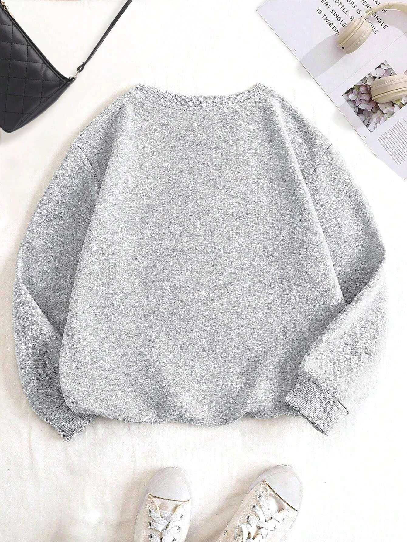 Pullover Round Neck Long Sleeve Casual Winter Autumn Sportswea  Fashion Women\'s Hoodie SweatshirtSolid Color Pullove