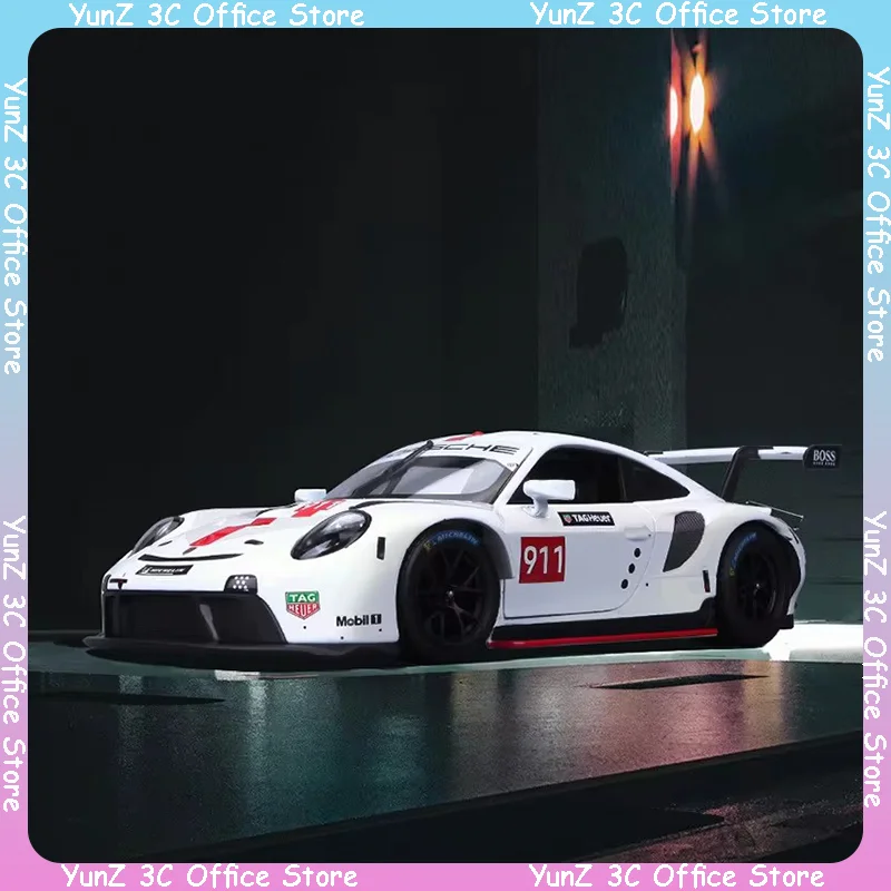 Bruago 1:24 Porsche 911 Rsr White Floral Edition Alloy Car Model Sports Car Enthusiast Collection Ornament Model Male Gift