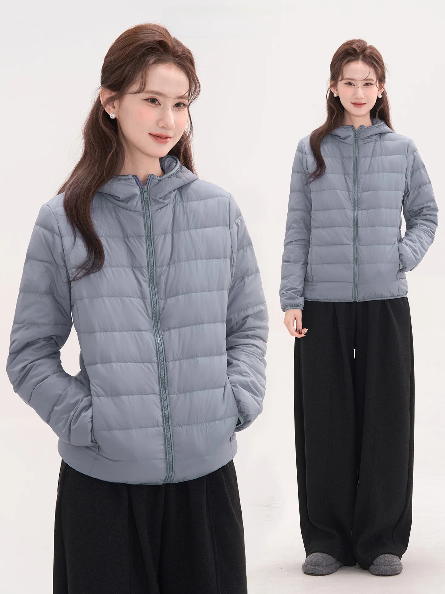 

Теплая легкая пуховая куртка с капюшоном для женщин, зимняя верхняя одежда для активного отдыха, нейлоновая ткань, белый пуховый наполнитель