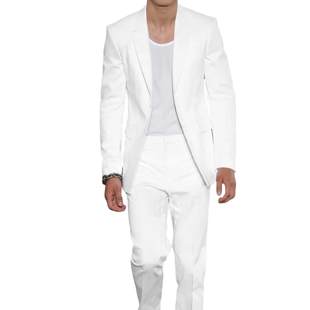 Decent Peak Lapel Suit Set For Man, Two Pieces, 20 Colors, Plus Size Tuxedo, Simple Classic Interview Banquet Outfit, Groom Wear