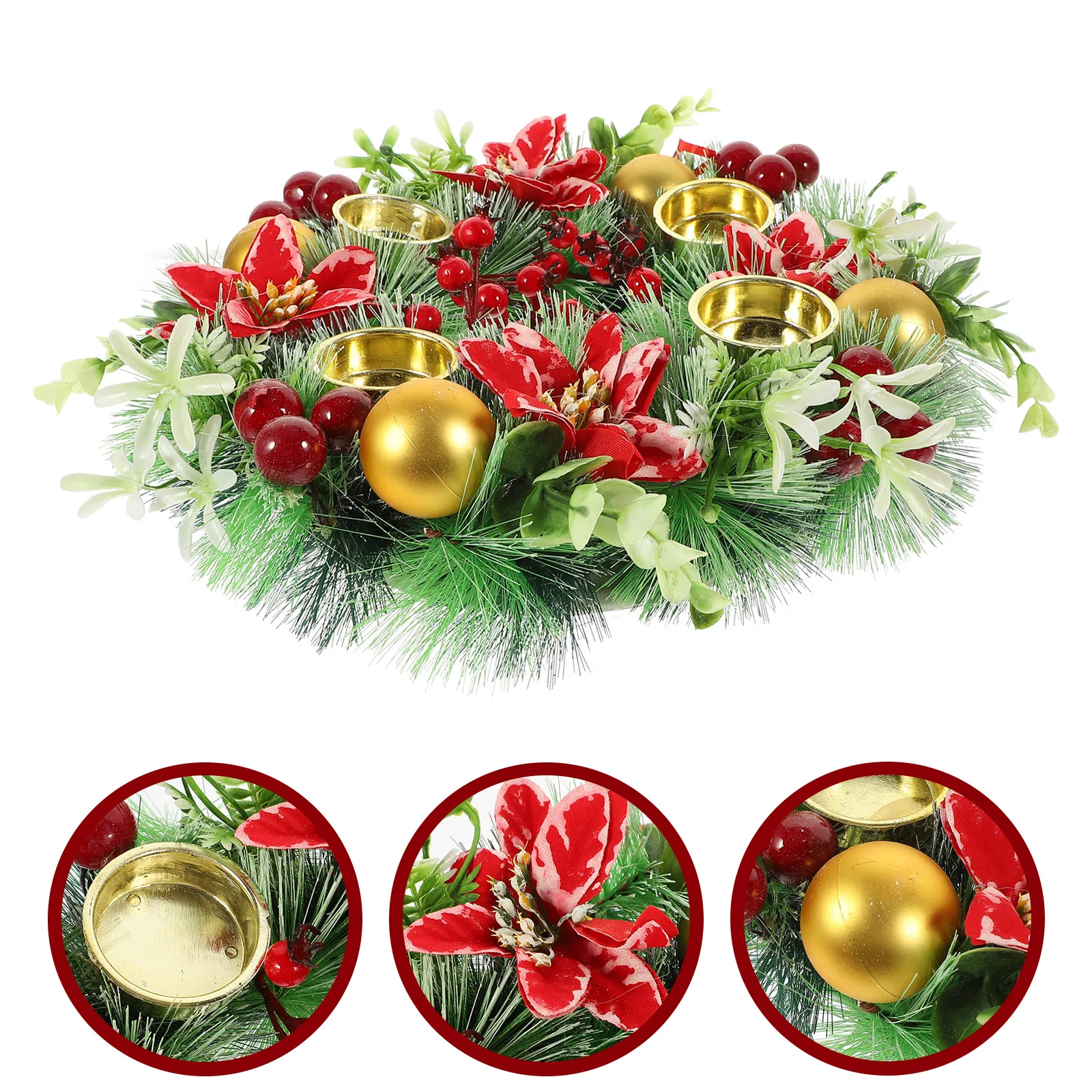 

Christmas C White Pine Green Leaves Realistic Wreath Decor Plastic nament Door Hanging Christmas Decorations