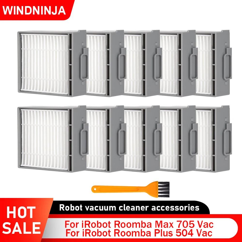 Filter für iRobot Roomba Plus 504 Vac Max 705 Vac Staubsauger, Zubehör, Ersatzteil, waschbarer HEPA-Filter mit Bürste
