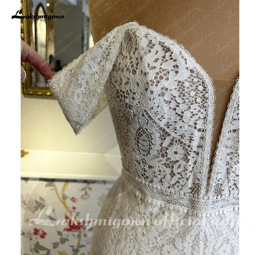 Lakshmigown Boho Meerjungfrauen-Brautkleid aus Spitze für Damen, schulterfrei, Bohemian-Brautkleid, maßgeschneidert, Vestido De Novia – Detail 9