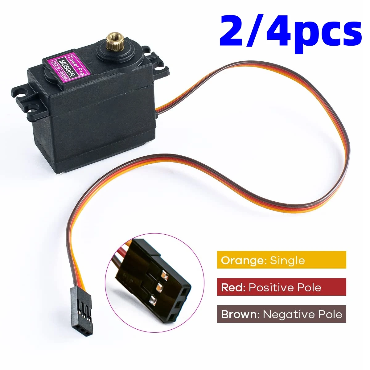  2/4pcs MG996R Servo Motor Metal Gear Torque Digital Servo Motor for Futaba JR RC Helicopter Car Boat Robot Control Angle 180°
