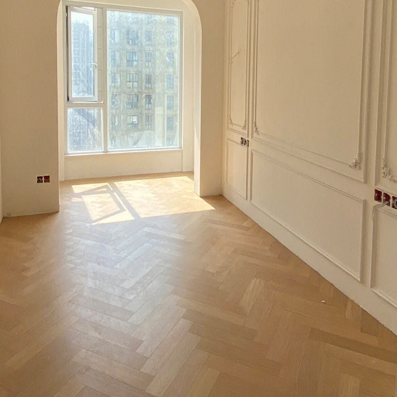 Floor Solid wood multi-layer composite fish bone Oak log Cream wind three-layer solid wood herringbone floor