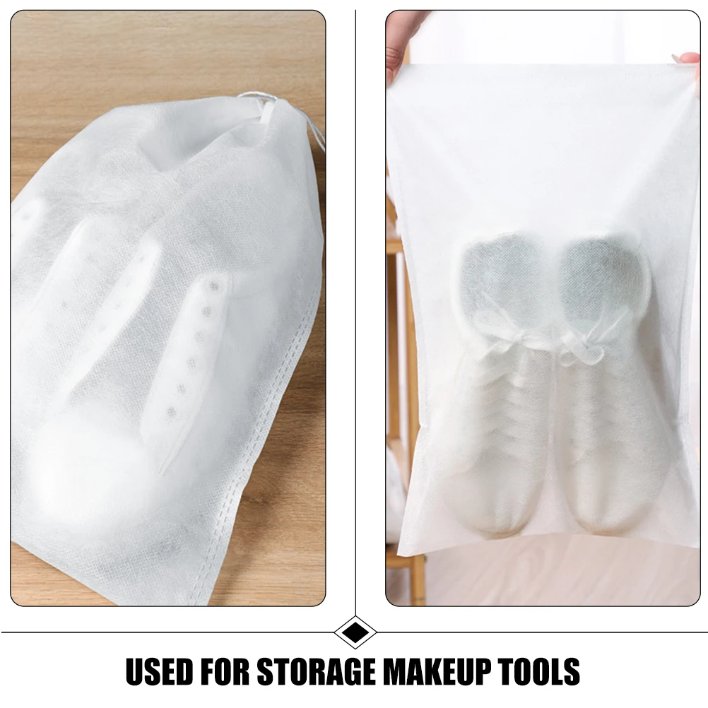 

10 Pcs Shoe Bags Non-woven Fabric Drawstring 30x40cm White Travel Storage Solutions Portable Shoe Dust Bags for Men Women