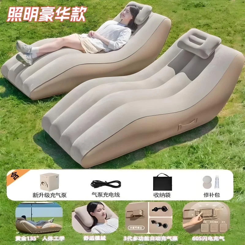 Automatic inflatable sofa, electric outdoor sofa, tiltable lazy inflatable sofa, outdoor inflatable lounge chair sofa image 2