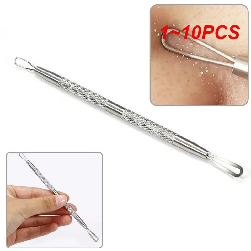 1~10PCS Silver Blackhead Needles Comedone Acne Pimple Blemish Remover Tool Spoon For Face Skin Care Facial Pore Cleaner Tool