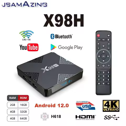 X98H Smart TV Box Android 12.0 Wifi 2.4g &amp; 5.8g WIFI 6 H618 Quadcore cortex-A53 4k Bluetooth 5.0 100M 16G 32G Set-Top Box