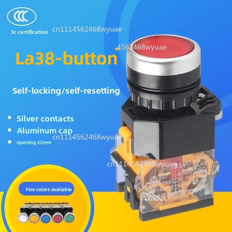 LA38 Momentary Push Button Schalter Runde 22mm Flache Klicken Schalter Industrielle Ausrüstung Elektrische Ausrüstung Liefert