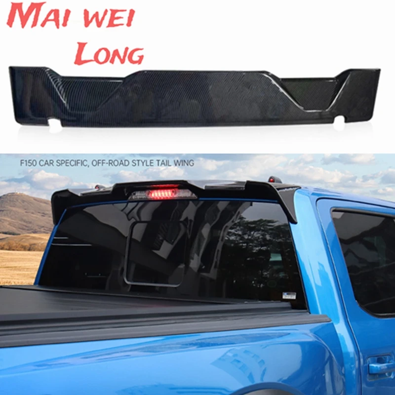 

For Ford Raptor F150 2015-2020 High Quality Abs Roof Spoiler Rear Wing Glossy Black Or Carbon Fiber Look Accessories Body Kit