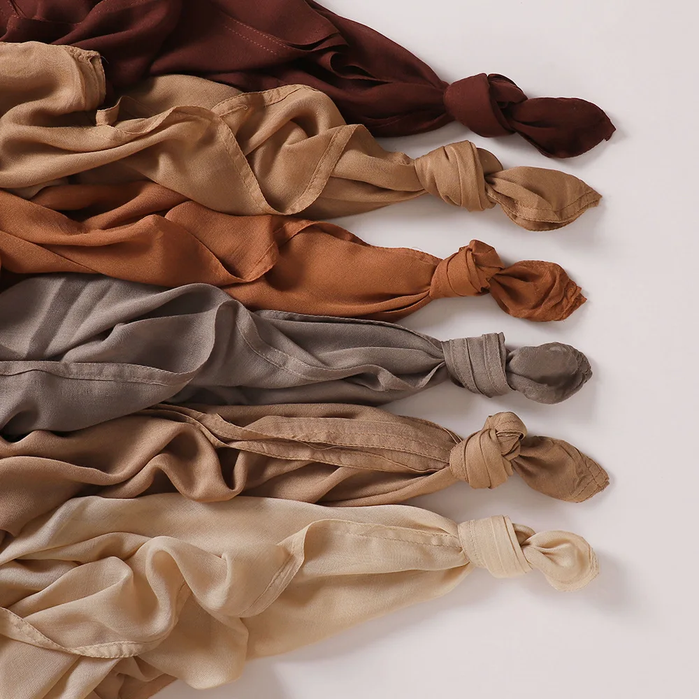 Hijab Modal in Rayon di alta qualità per donna sciarpa in cotone morbido bordo largo sottile sciarpa traspirante modale scialli turbante Hijab per le donne