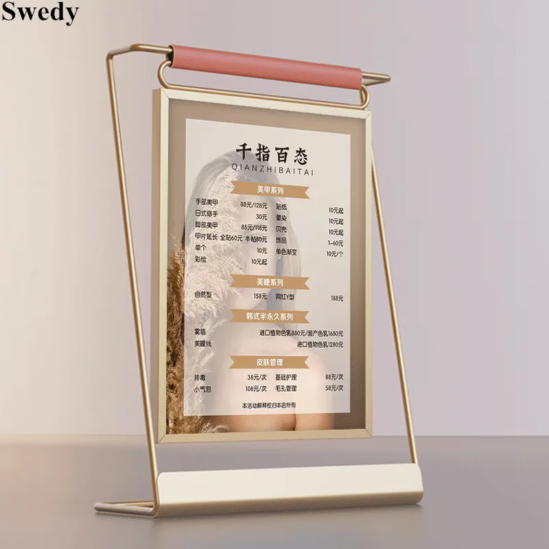 8 Inch 225x175mm Metal Acrylic Sign Holder Display Stand Beauty Salon Skin Price List Holder Wedding Photo Picture Poster Frame