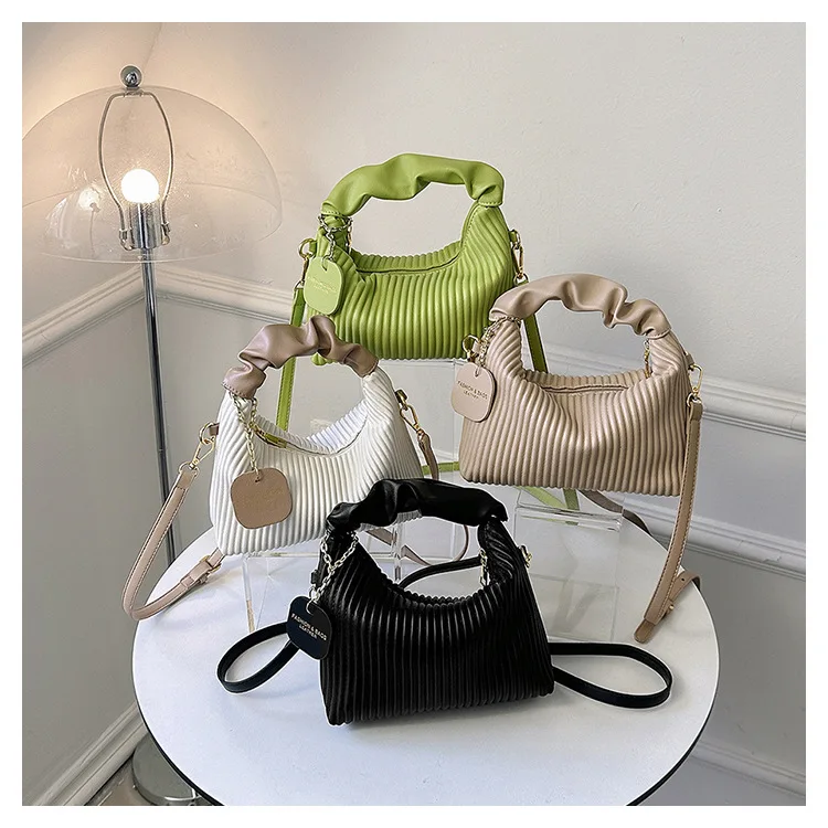 Niche Design PU Women's Bag Fold Handbag 2023 New Fashion High -level Sensory Underarms Small Square Bag