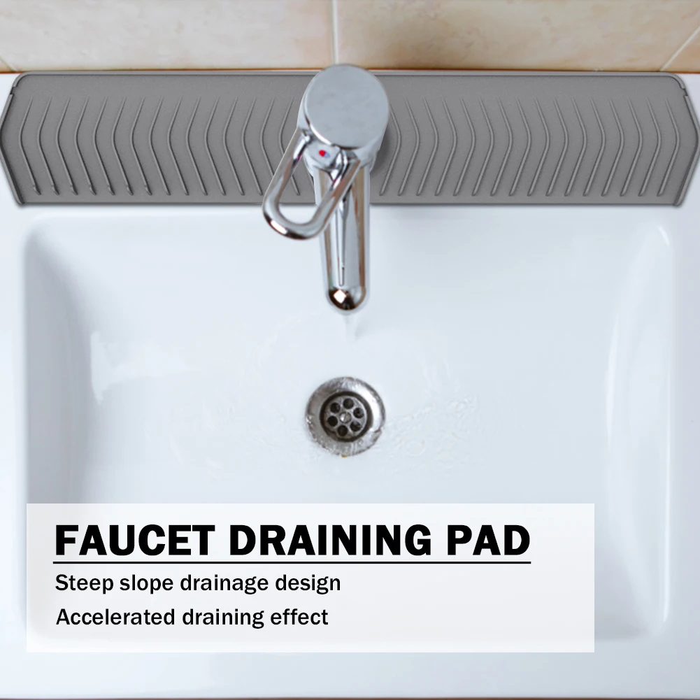 

Silicone Faucet Handle Drip Catcher Tray Easy To Install Sink Splash Guard Fast Drainage for Kitchen Counter Bathroom