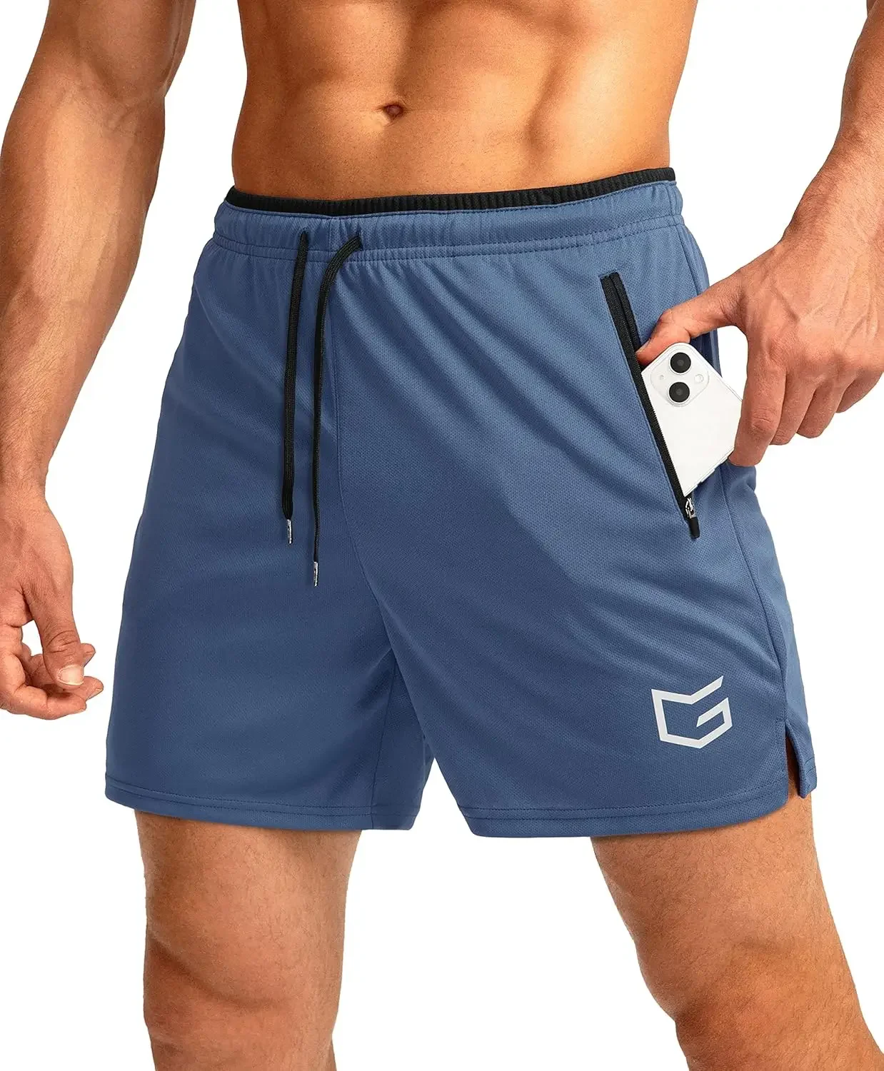 

Men's Gym Workout Shorts Zipper Pockets 5' / 7' Quick Dry Breathable Runing Athletic Short for Men