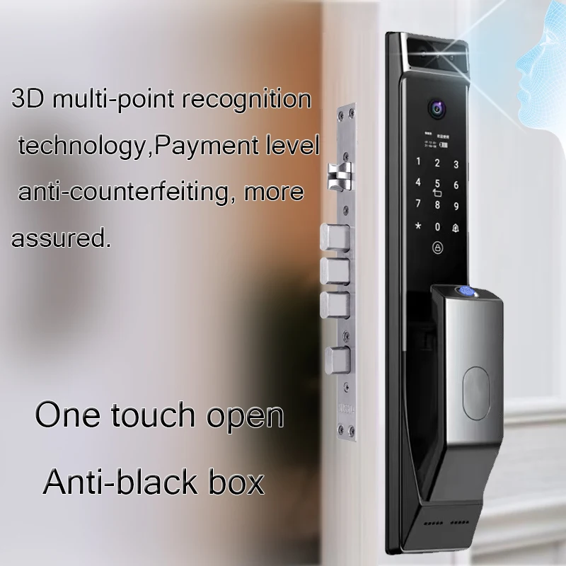 Tuya APP 3D face recognition smart door lock with camera fingerprint password digital electronic lock Remote unlocking