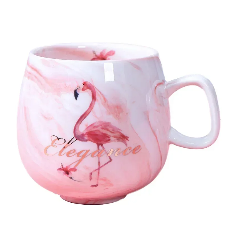 Hot Sale Ins 72*85mm 350ml Pink Grey Flamingo  Cute Cat Foot Ceramic Mug Travel Coffee Cup