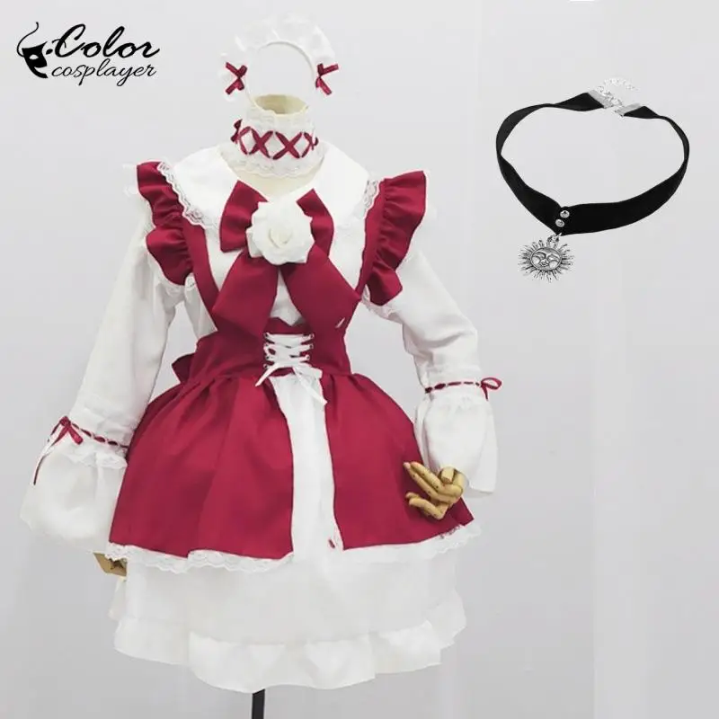 Color Cosplayer Anime Lolita mujer vestido Medieval rojo vestido de Año Nuevo Vintage ropa europea carnaval fiesta Cosplay disfraz