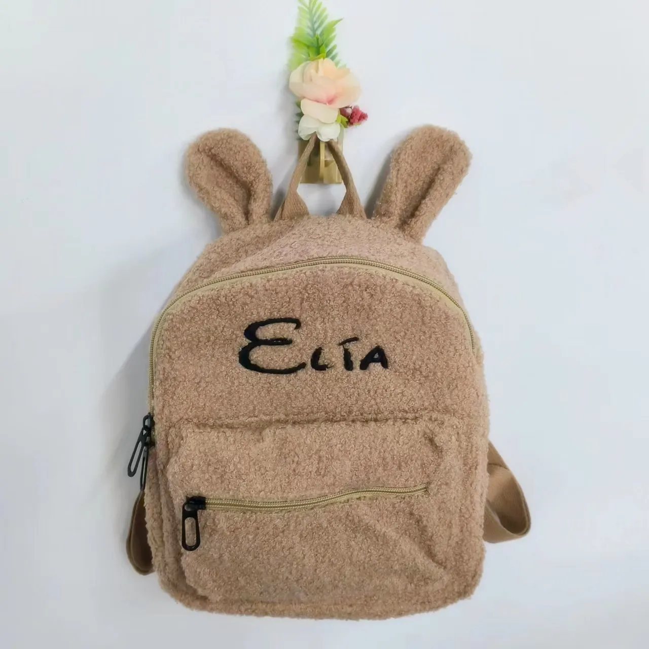 Personalized Name Rabbit Ears Plush Backpack Custom Boys Girl's Kindergarten Schoolbag Kids Outgoing Plush Snack Backpacks