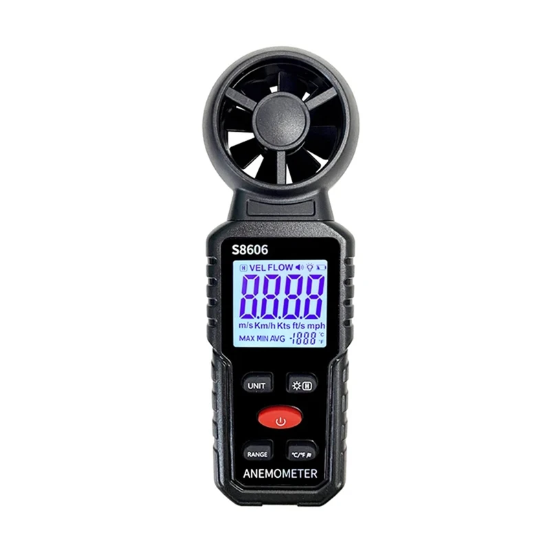 

S8606 Anemometer Tester Measuring Air Indoor Outdoor Wind Speed Temperature Volume Sensing High Precision