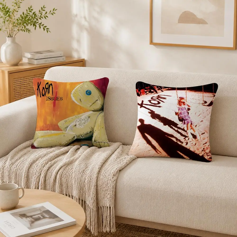 Rock Band K-Korn-Follow The Leader Cushion Cover Plush Decorative Pillow Case With Hidden Zipper Cutecore Room Decor For Home