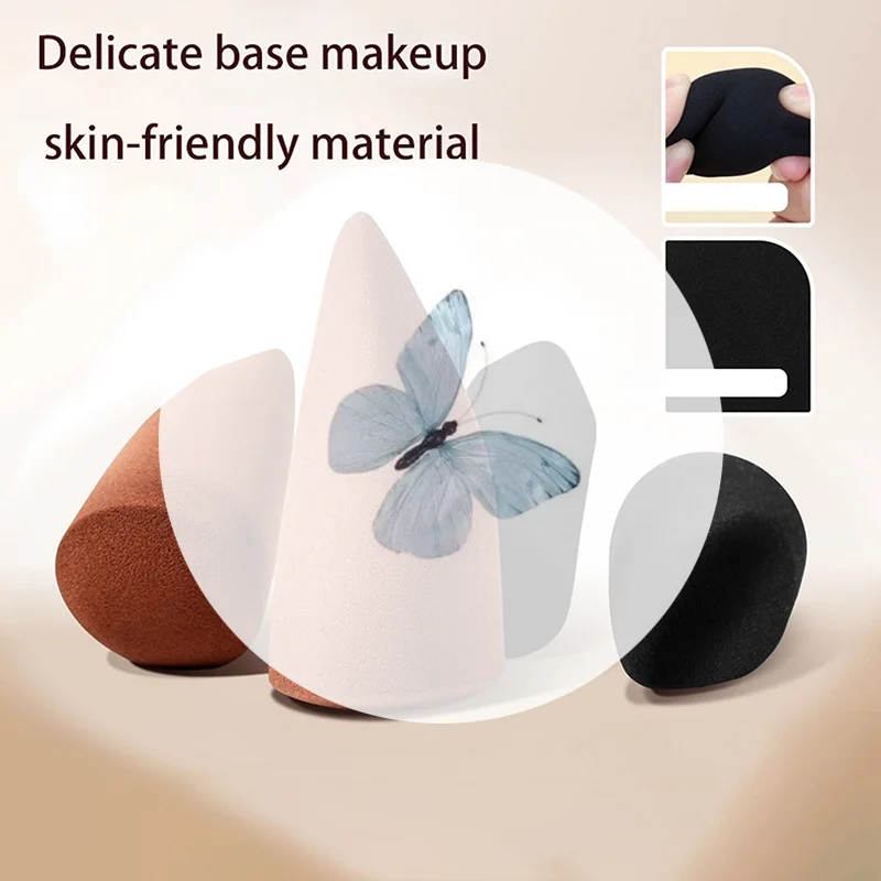 1/2PCS Spugna per trucco di precisione Nero Marrone Uso bagnato e asciutto Spugna morbida Soffio di polvere Punta delle dita Soffio cosmetico Strumenti facili da usare